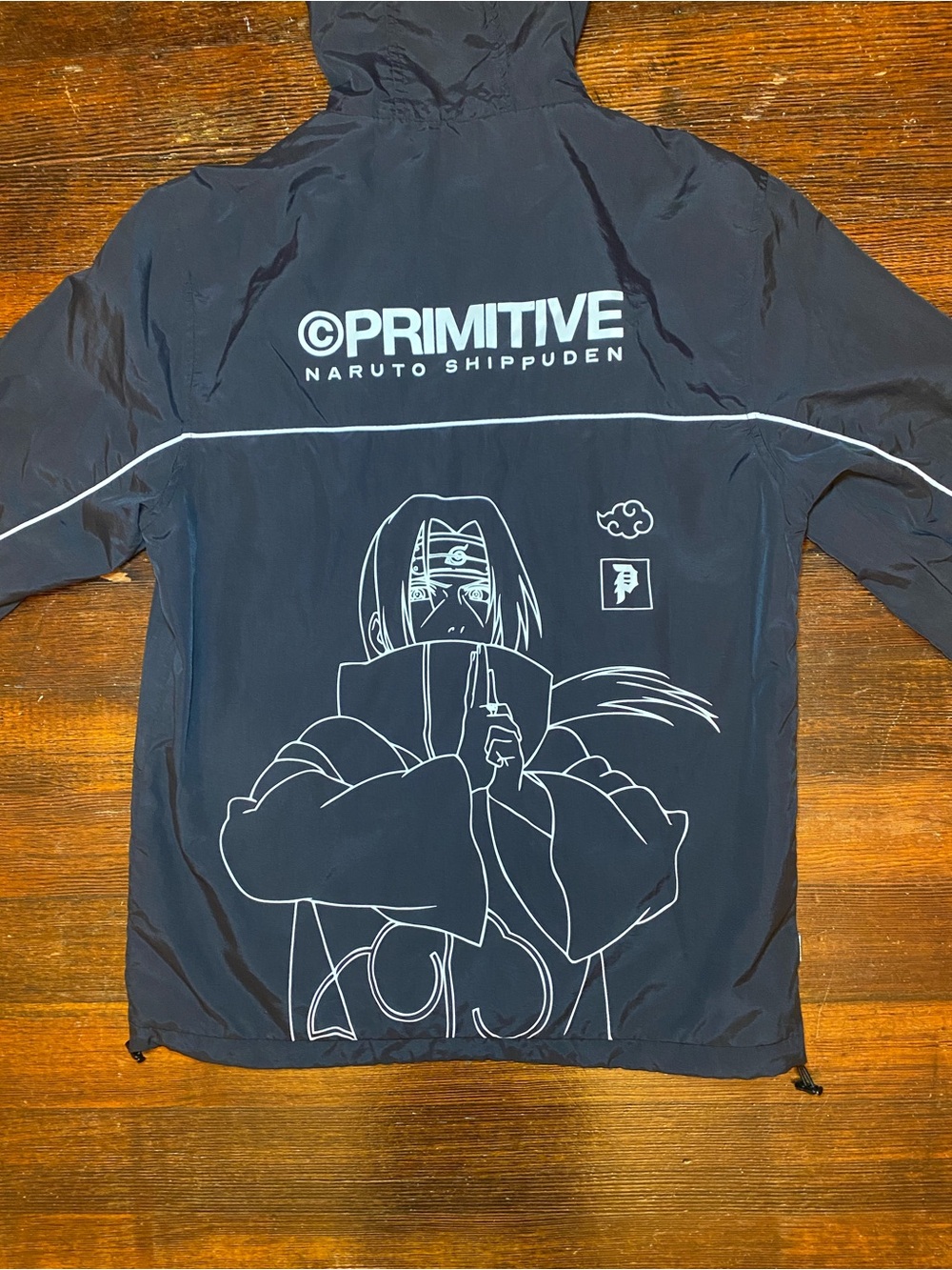 Primitive Black Hooded Windbreaker with Reflective Trim